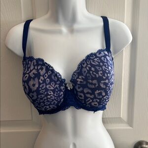 Blue Leopard Print Women's Bra